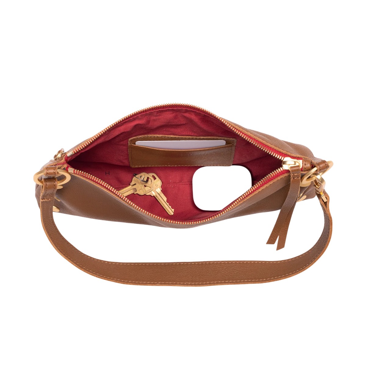 Hammitt Kyle Small Shoulder Bag, Mahogany Pebble and Brushed Yellow Gold Tone Hardware