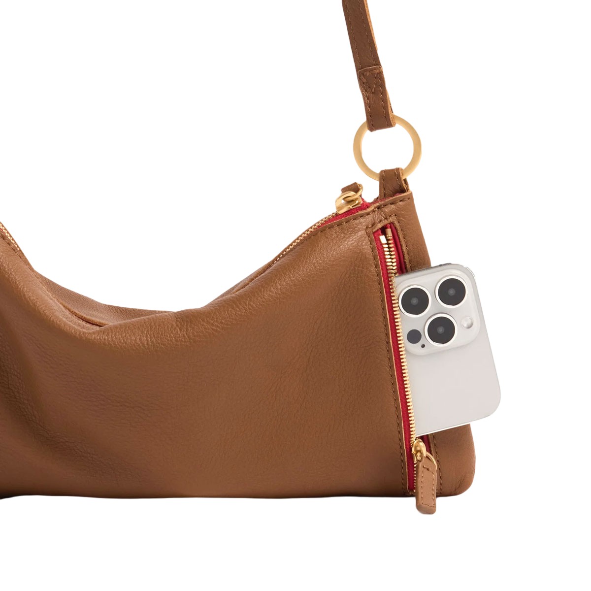 Hammitt Kyle Small Shoulder Bag, Mahogany Pebble and Brushed Yellow Gold Tone Hardware