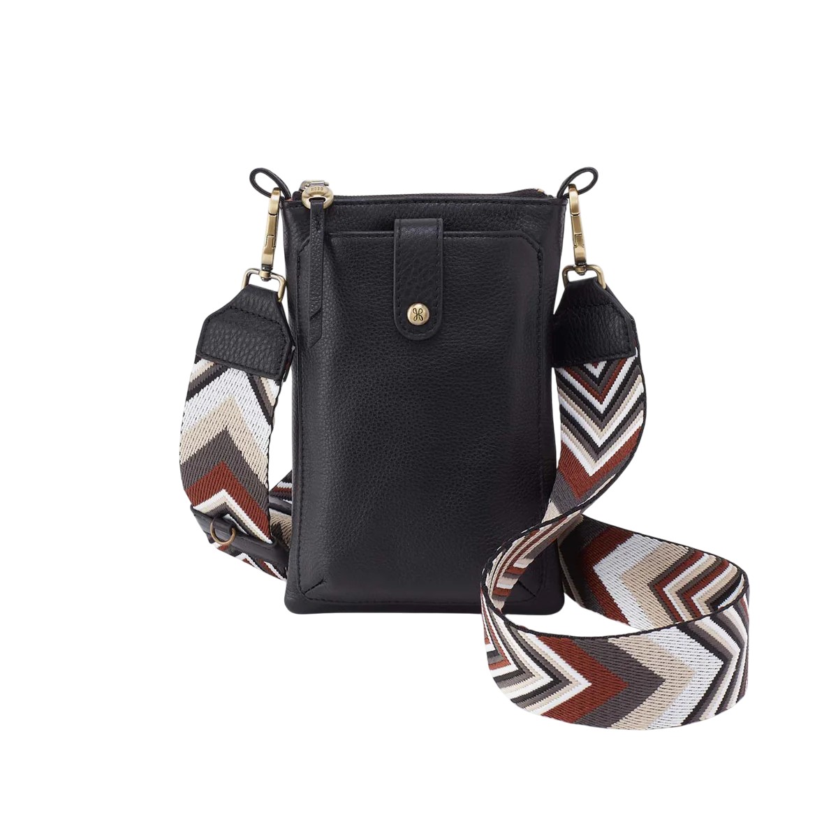 HOBO Cass Phone Crossbody Bag, Black Pebbled Leather
