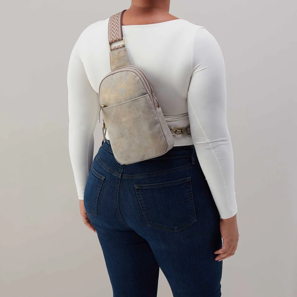 HOBO Cass Sling Bag, Golden Granite Nubuck Leather