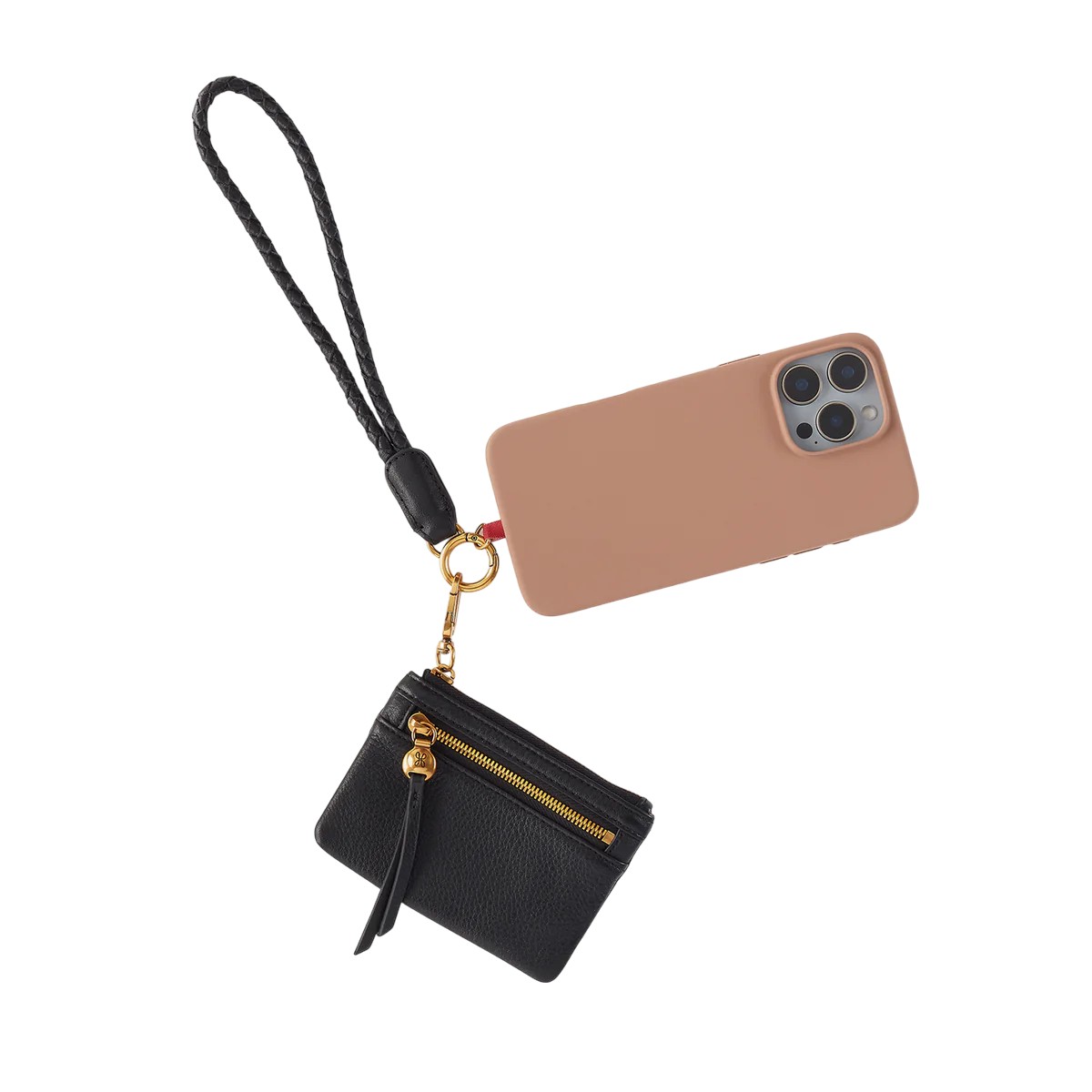 HOBO Lasso Phone Wristlet, Black Pebbled Leather