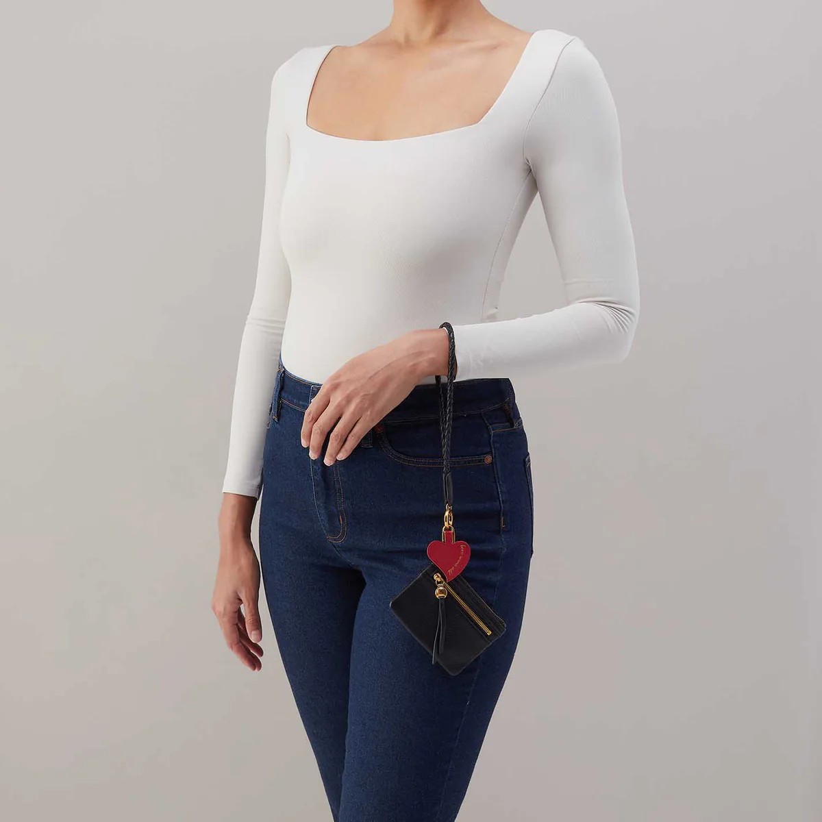 HOBO Lasso Phone Wristlet, Black Pebbled Leather