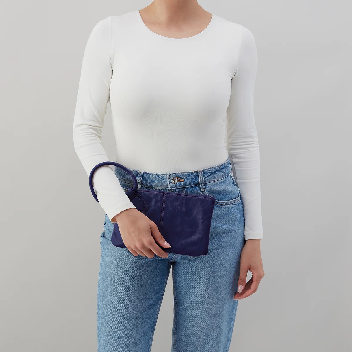 HOBO Sable Wristlet, Winter Violet Polished Leather