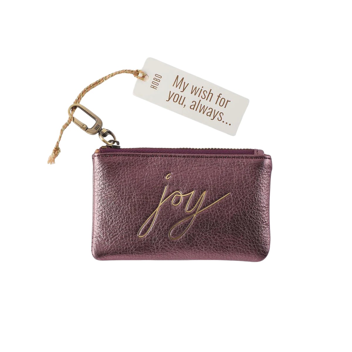 HOBO Joy Sentiment Pouch, Frosted Plum Metallic Leather