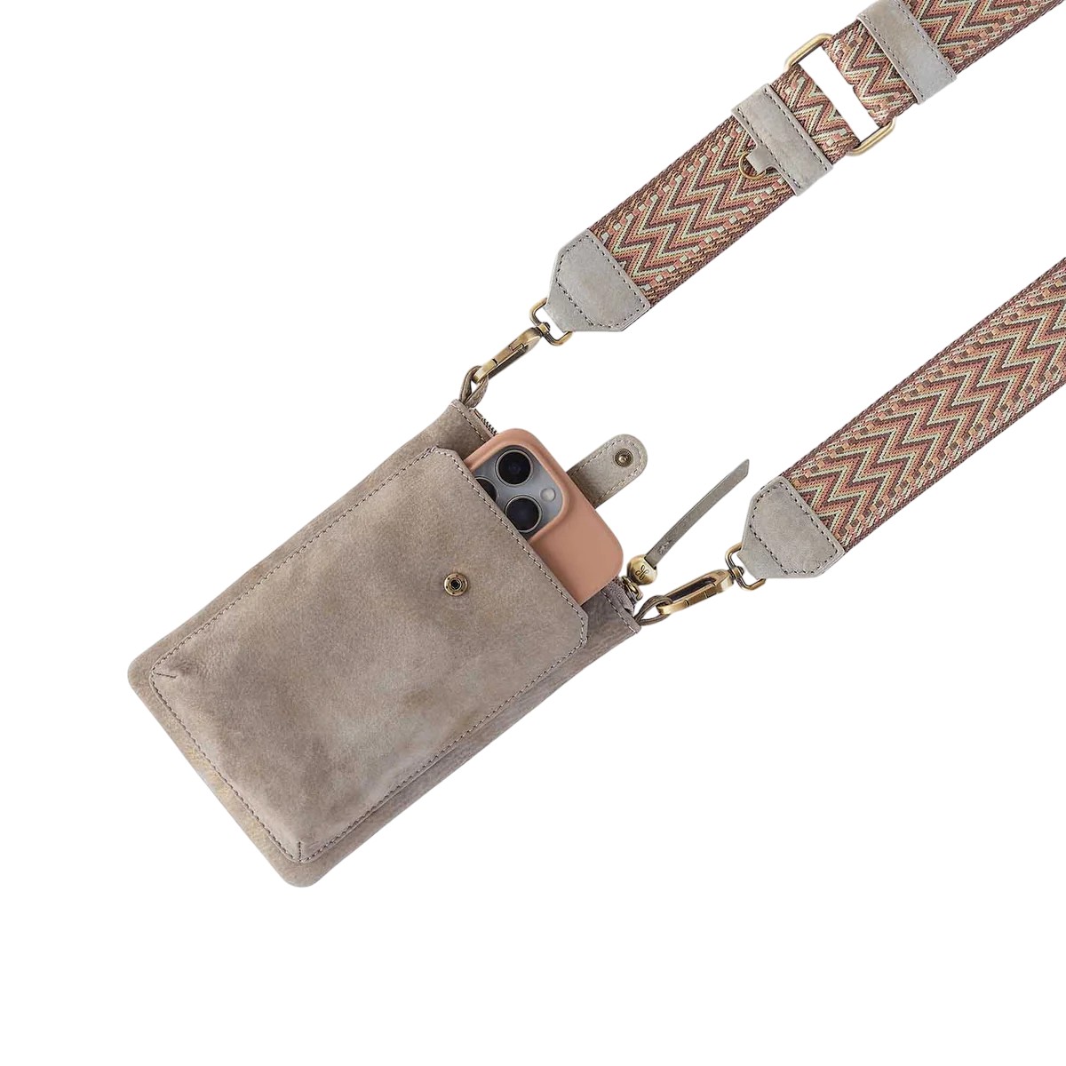 HOBO Cass Phone Crossbody Bag, Golden Granite Nubuck Leather