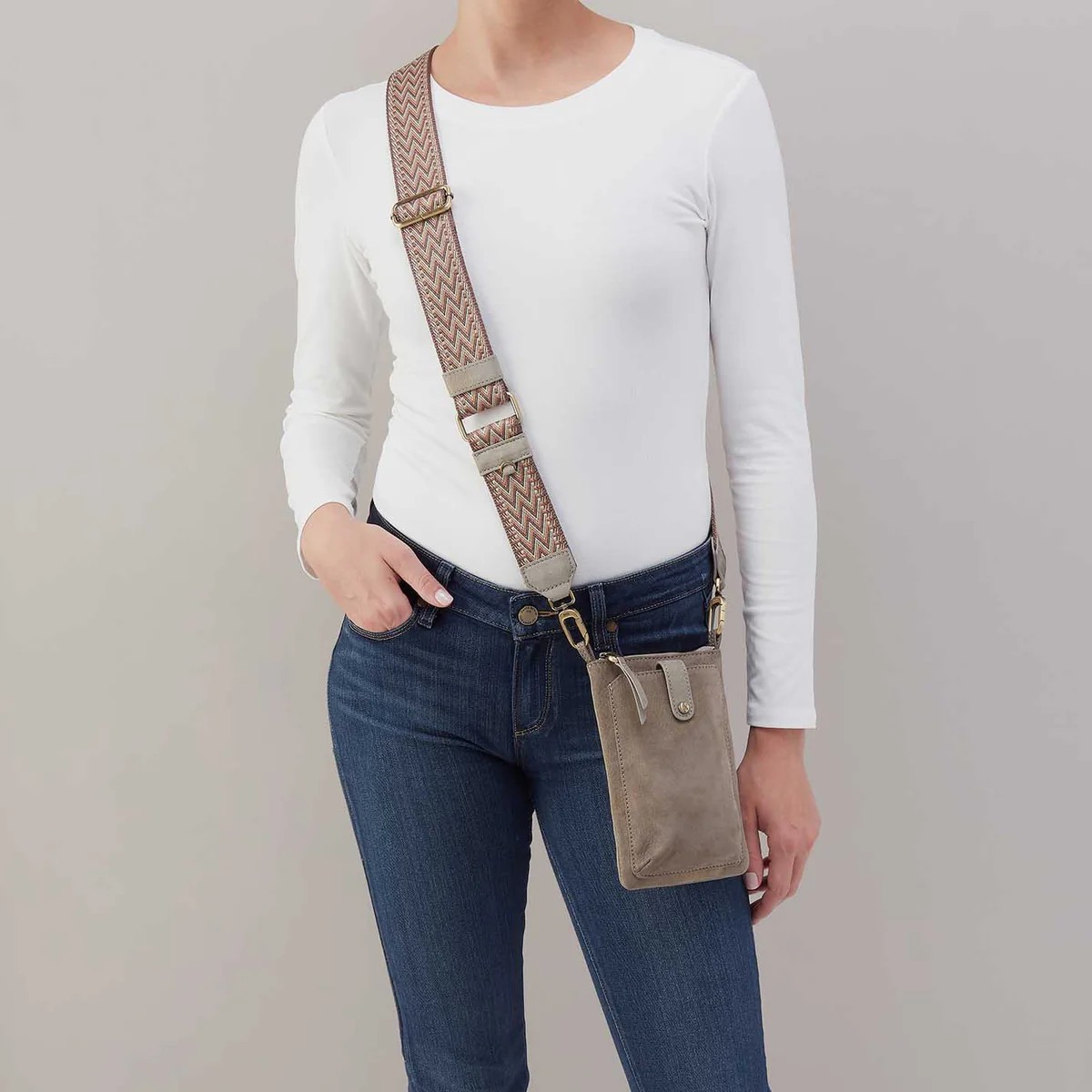 HOBO Cass Phone Crossbody Bag, Golden Granite Nubuck Leather