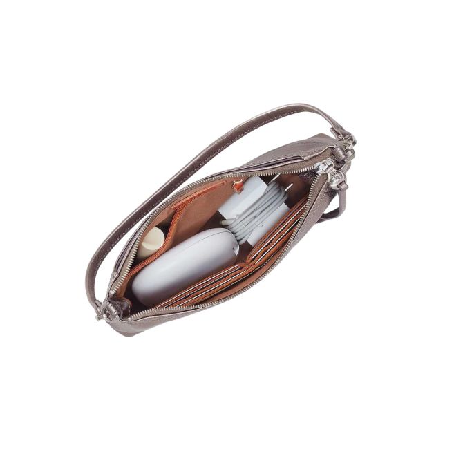 HOBO Darcy Crossbody Bag, Pewter Spur Metallic Leather | VI