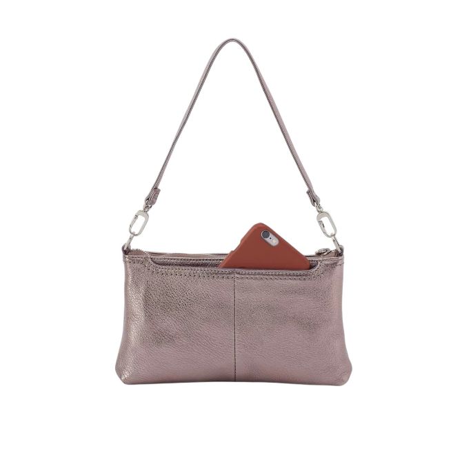 HOBO Darcy Crossbody Bag, Pewter Spur Metallic Leather | VI