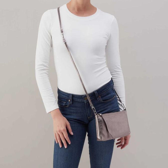 HOBO Darcy Crossbody Bag, Pewter Spur Metallic Leather | VI