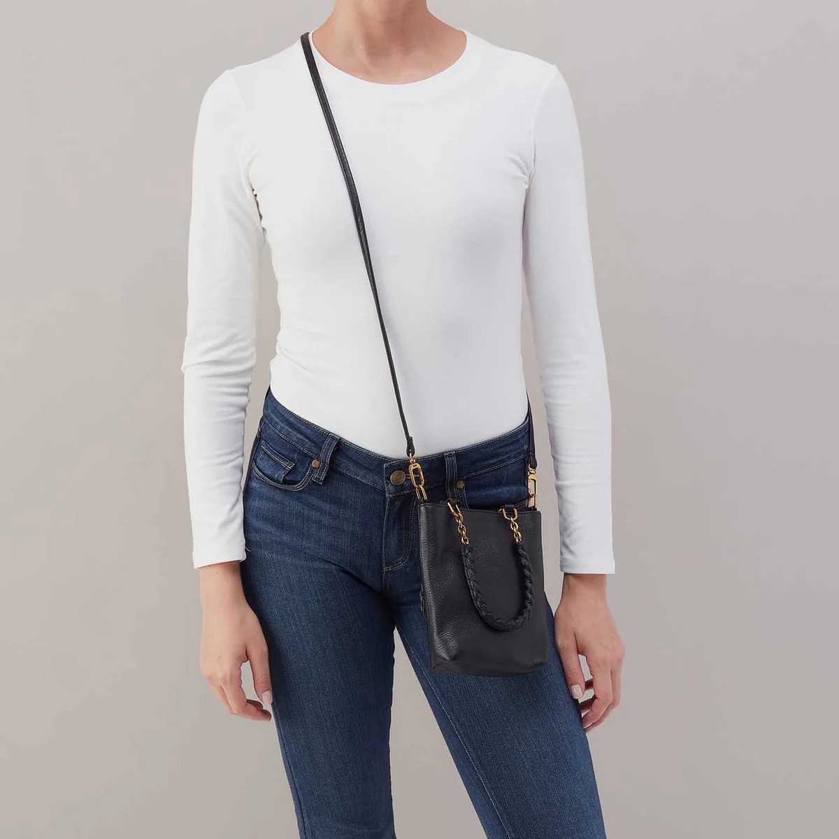 HOBO Tennessee Mini Top Handle Bag, Black Pebbled Leather