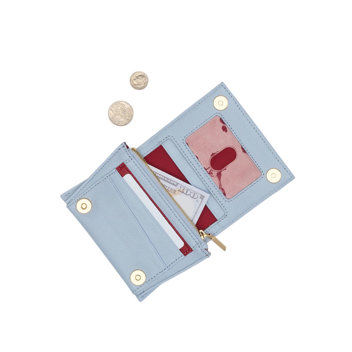 Hammitt Allen Wallet, Hazy Blue and Yellow Gold Hardware