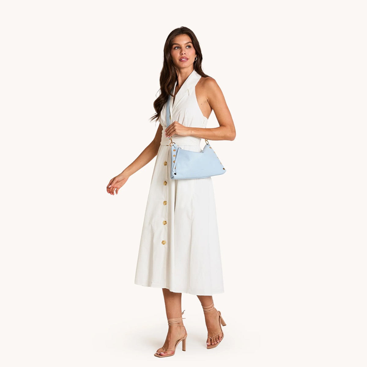 Hammitt Kyle Medium Shoulder Bag, Hazy Blue and Yellow Gold Tone Hardware