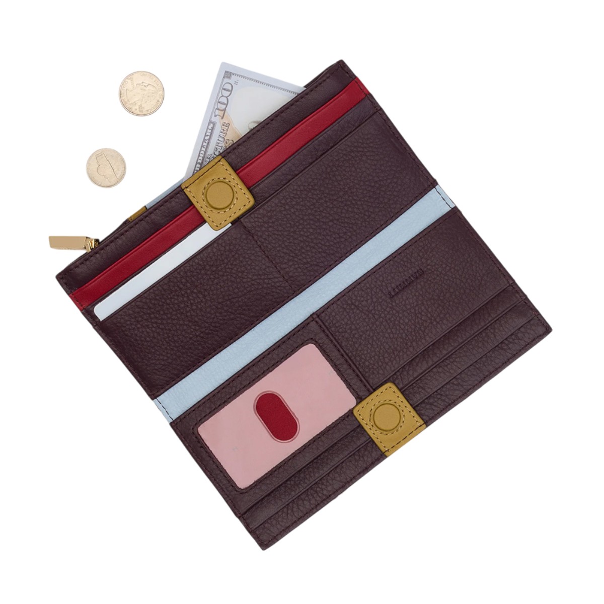 Hammitt 110 North Wallet, Regatta Stripe and Yellow Gold Tone Hardware