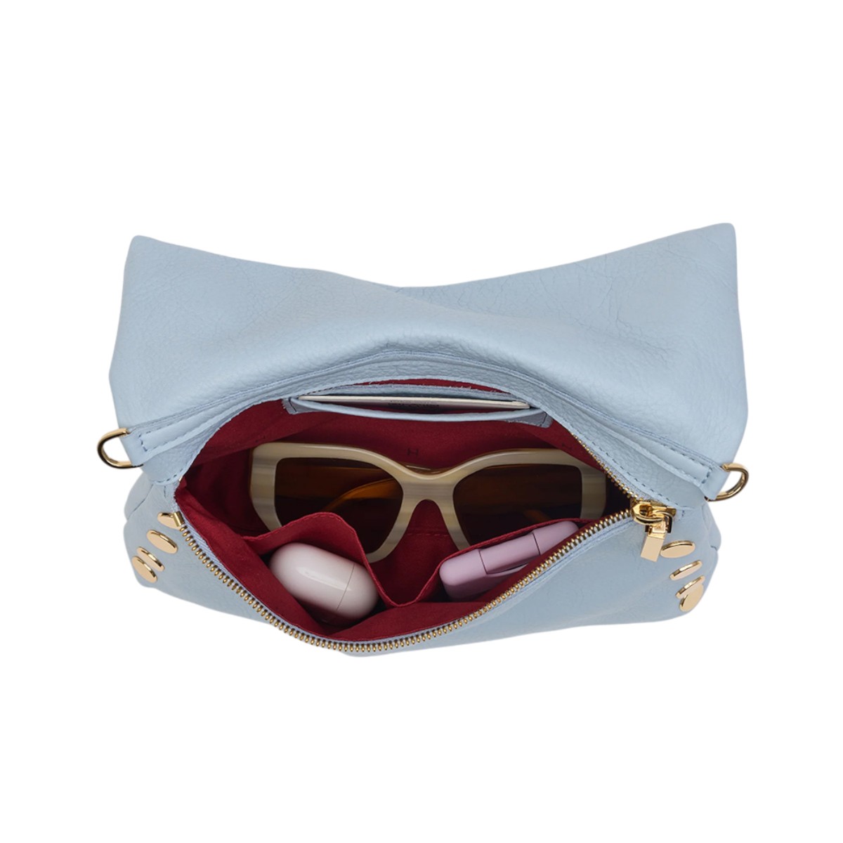 Hammitt VIP Medium Crossbody Bag, Hazy Blue and Yellow Gold Tone Hardware