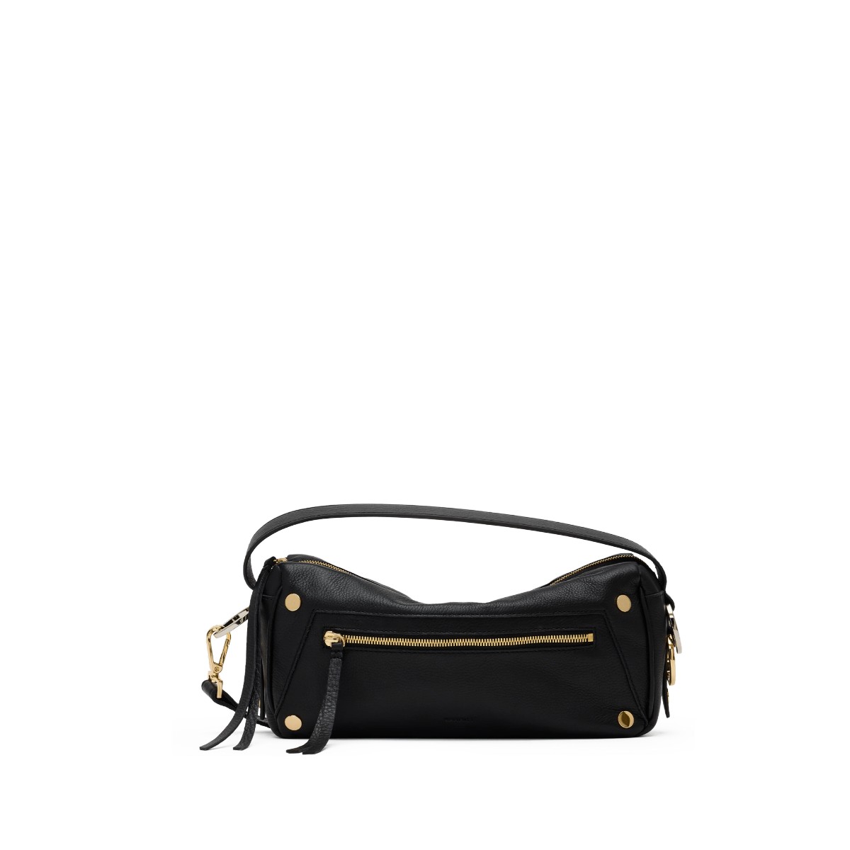 Hammitt Doxie Medium Shoulder Bag, Black and Gold Silver Hardware