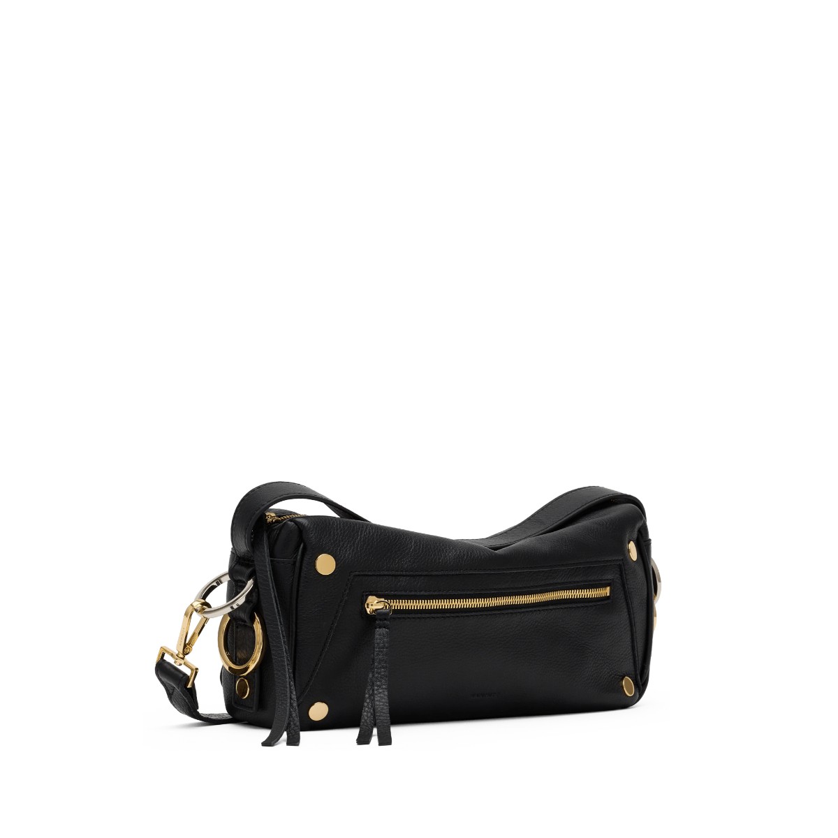 Hammitt Doxie Medium Shoulder Bag, Black and Gold Silver Hardware