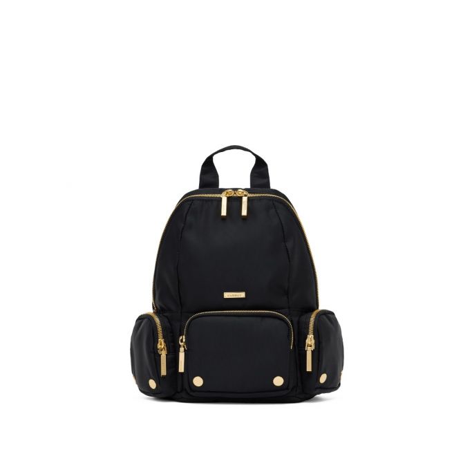 Hammitt Hunter Medium Backpack, Black Nylon Cargo and Gold Hardware