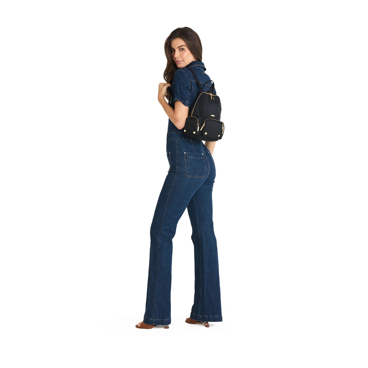 Hammitt Hunter Medium Backpack, Black Nylon Cargo and Gold Hardware