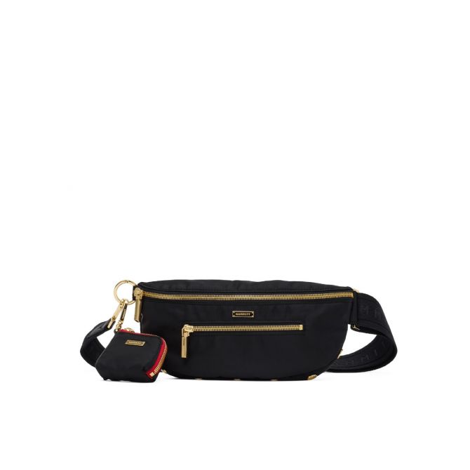 Hammitt Charles Medium Crossbody, Black Nylon Cargo and Gold Hardware