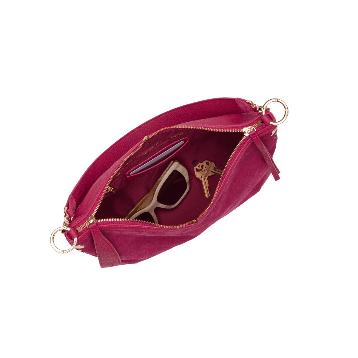 Hammitt Grace Medium Shoulder Bag, Calypso Suede and Gold Hardware