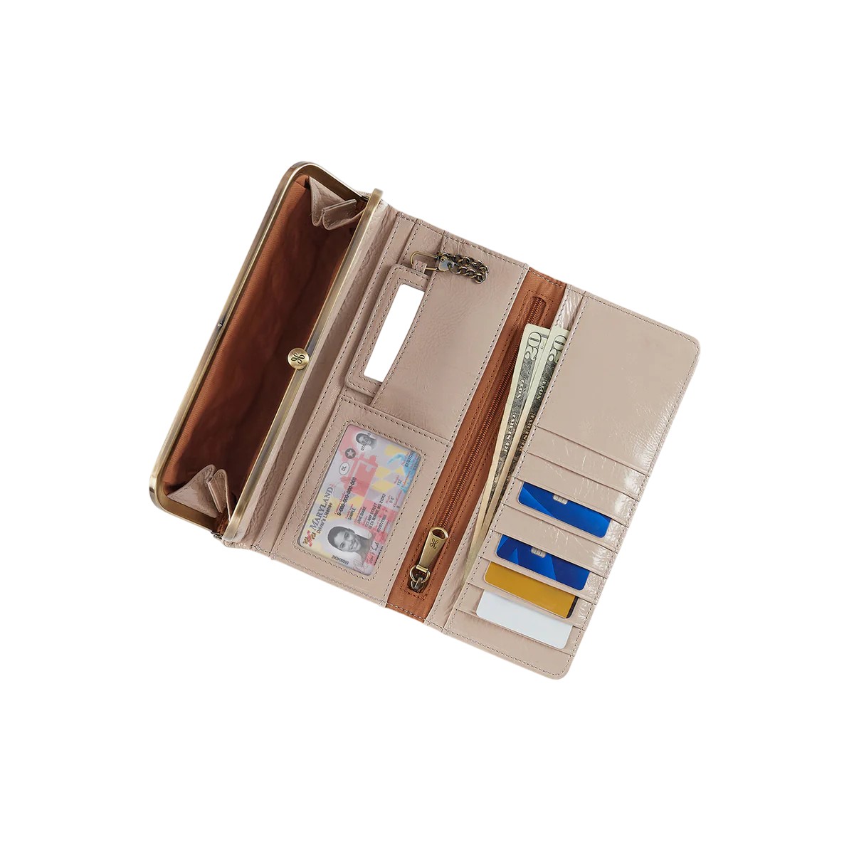 HOBO Rachel Continental Wallet, Stone Gloss