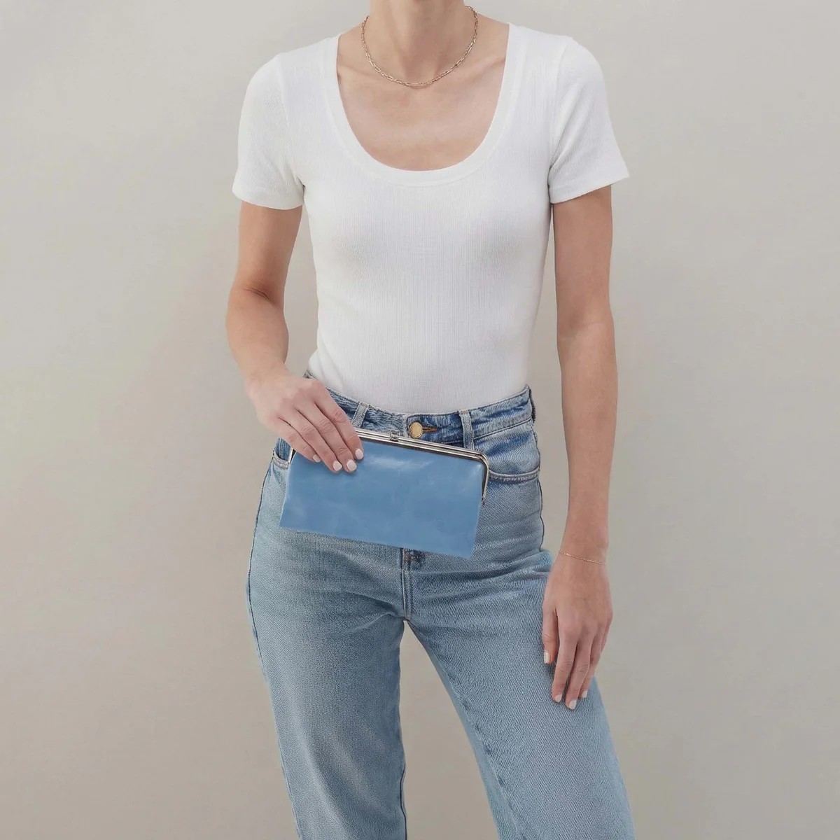 HOBO Lauren Clutch Wallet, Faded Denim