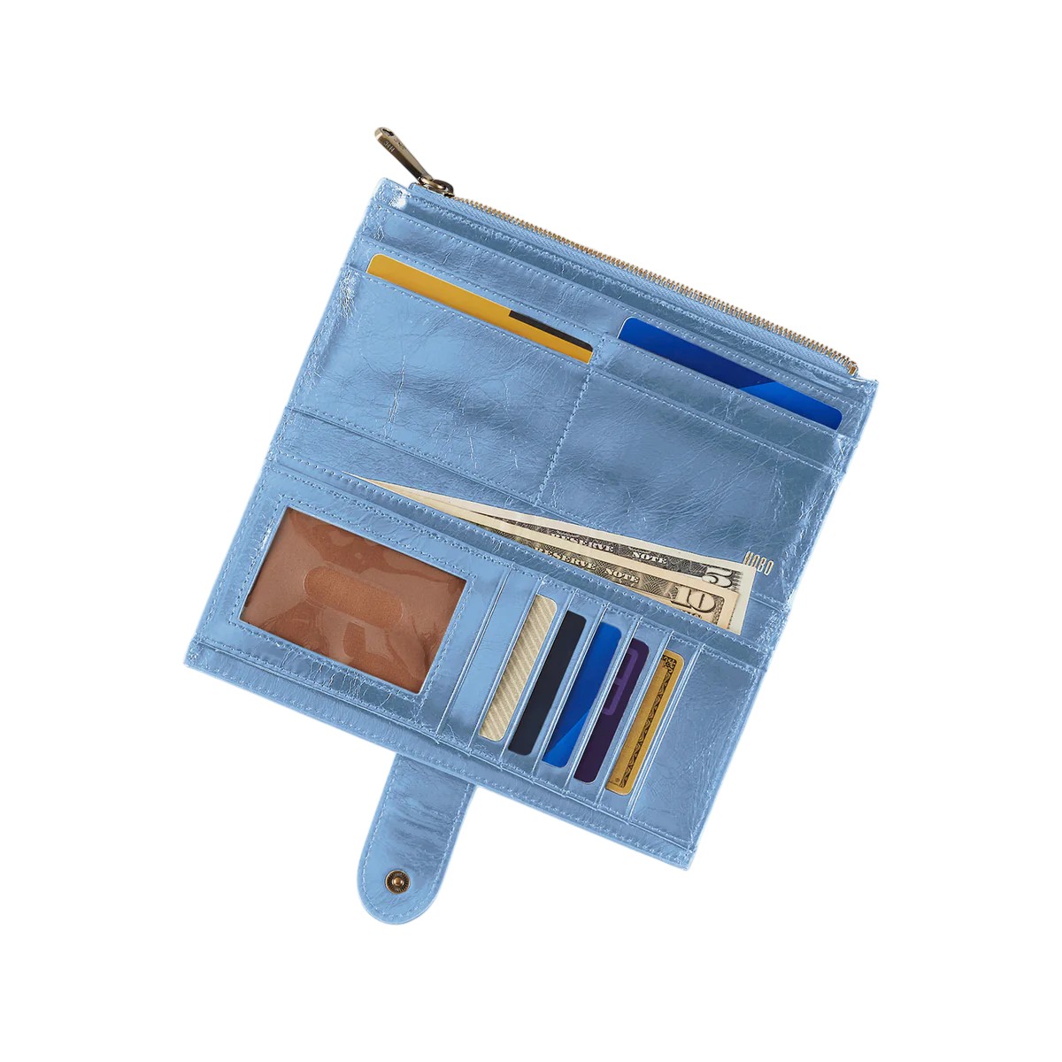 HOBO Dunn Continental Wallet, Faded Denim