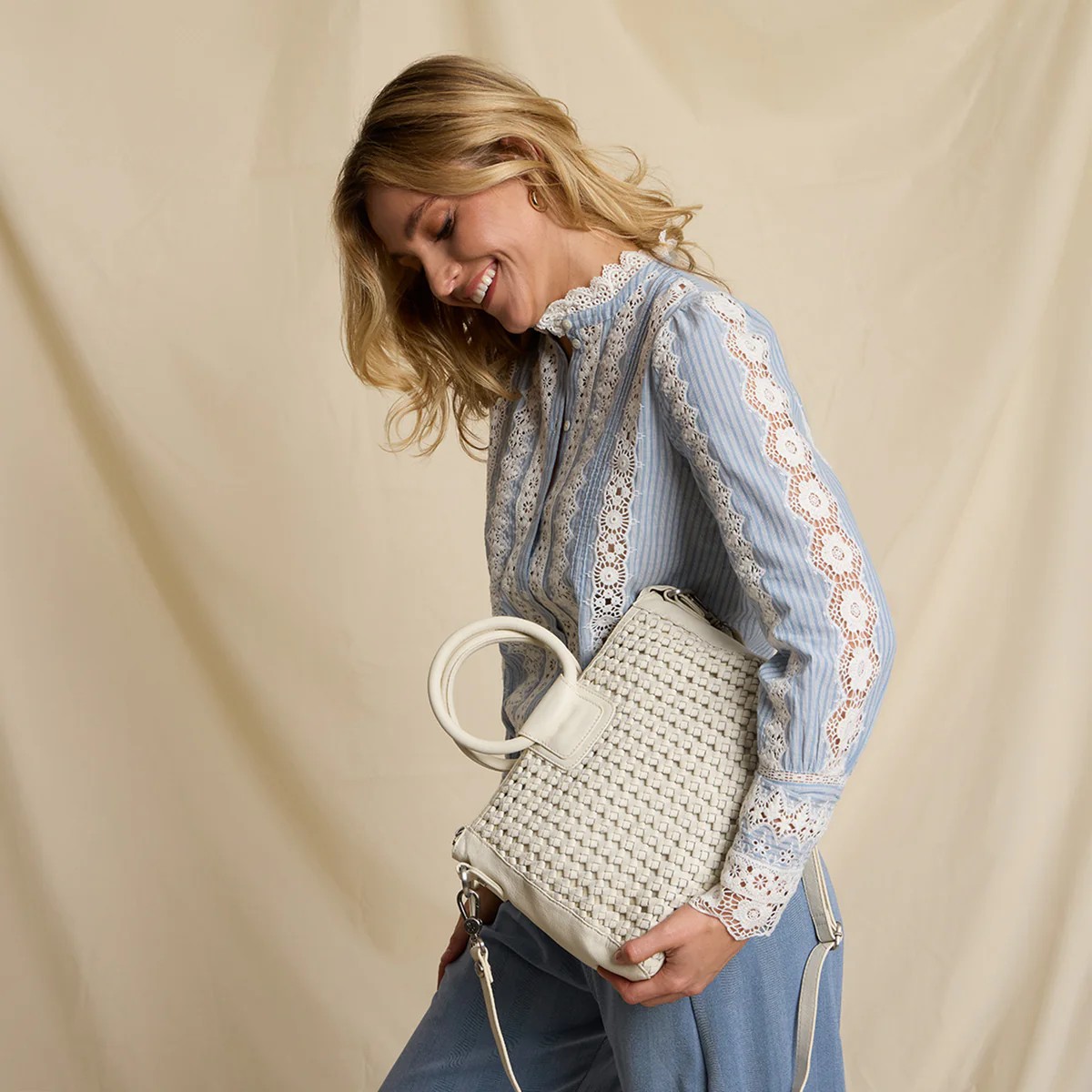 HOBO Sheila Medium Satchel Top Handle Bag, Whitecap
