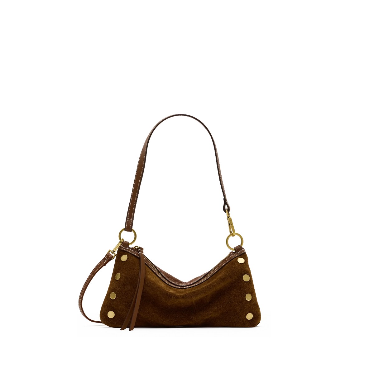Hammitt Kyle Small Shoulder Bag, Cinnamon Suede and Antique Yellow Gold Hardware