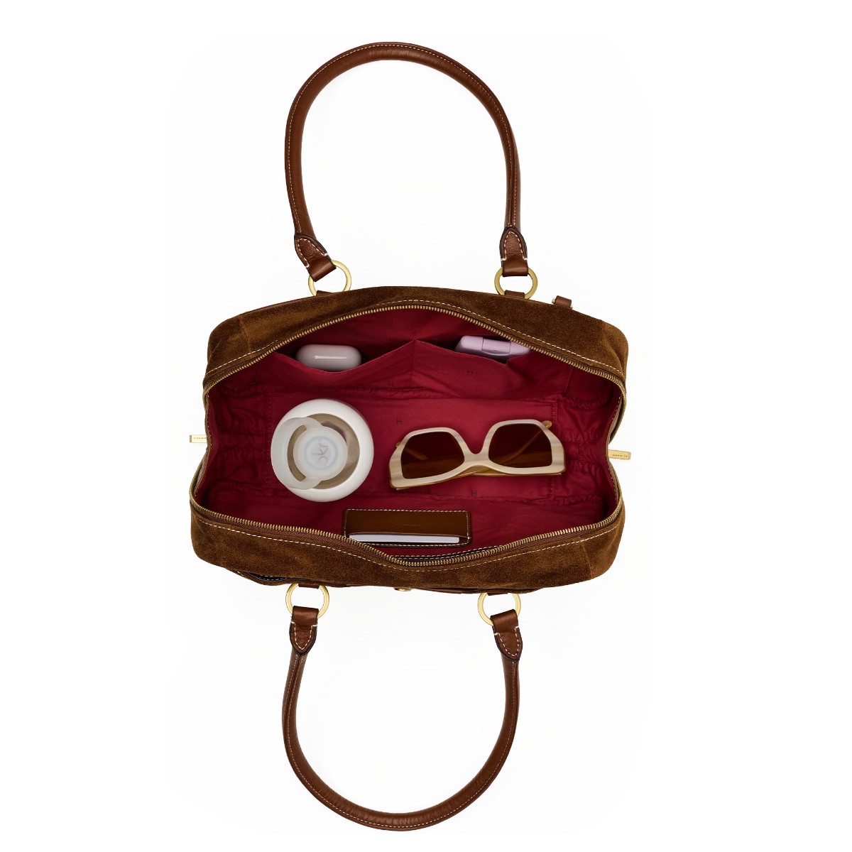 Hammitt Meredith Medium Shoulder Bag, Cinnamon Suede and Antique Yellow Gold Hardware