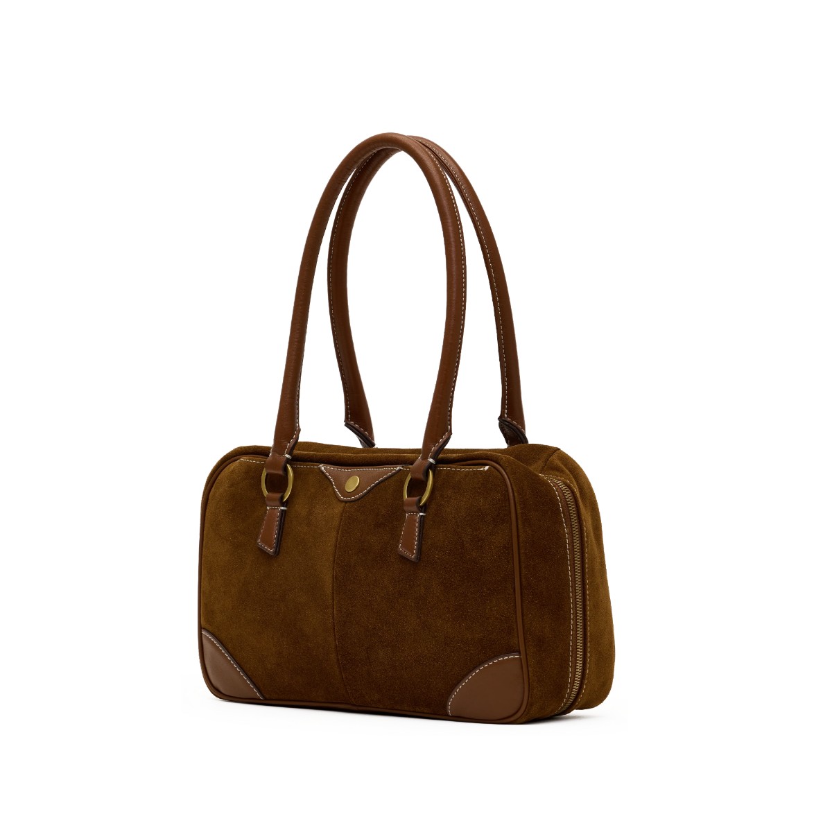Hammitt Meredith Medium Shoulder Bag, Cinnamon Suede and Antique Yellow Gold Hardware