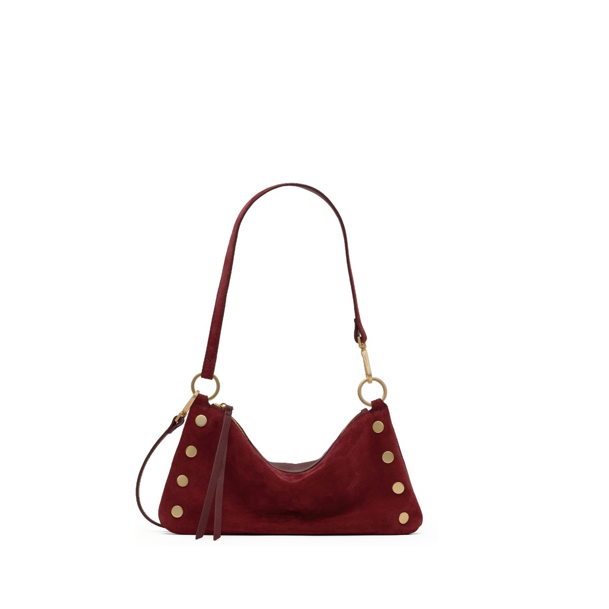 Hammitt Kyle Small Shoulder Bag, Cherrywood Suede and Brushed Yellow Gold Hardware