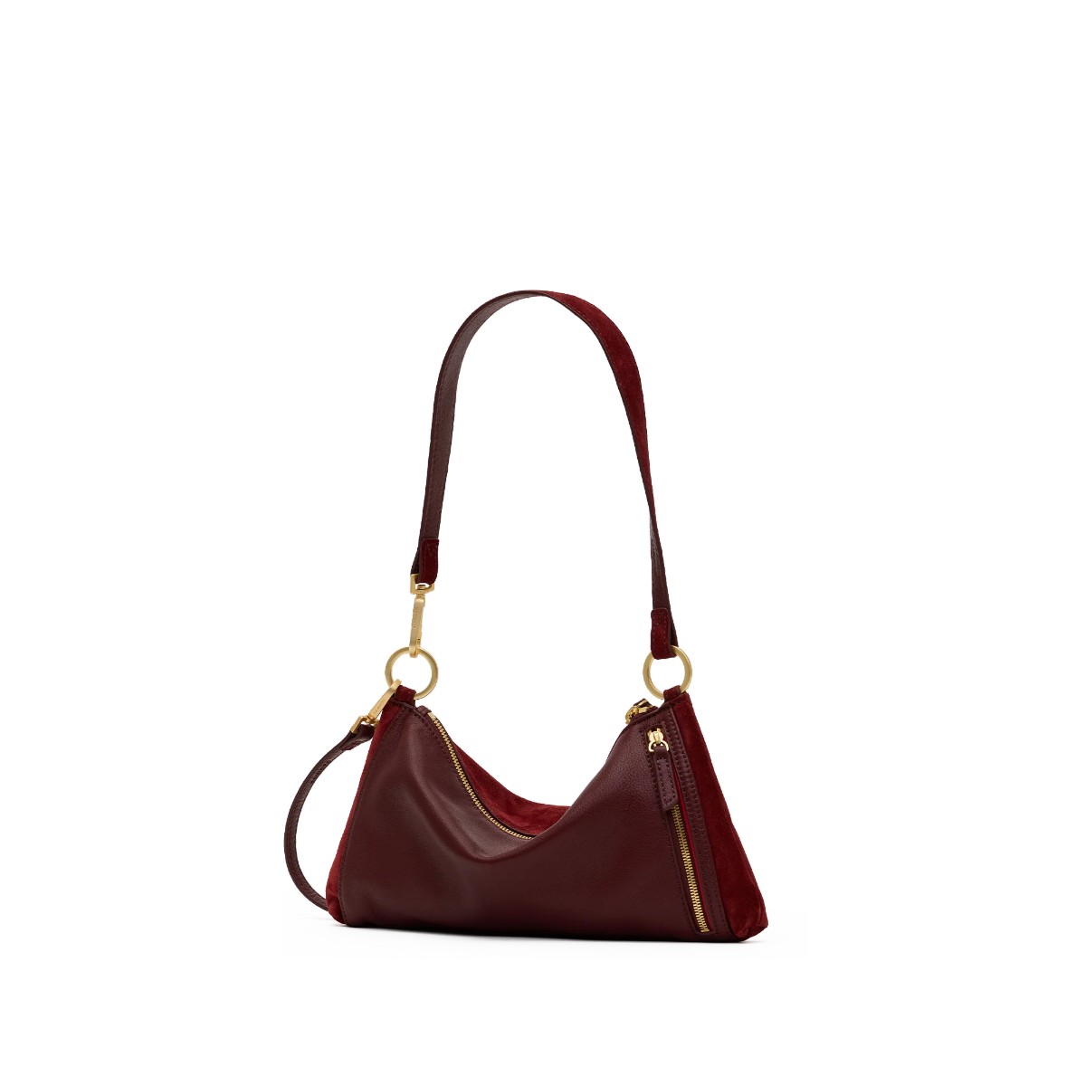 Hammitt Kyle Small Shoulder Bag, Cherrywood Suede and Brushed Yellow Gold Hardware