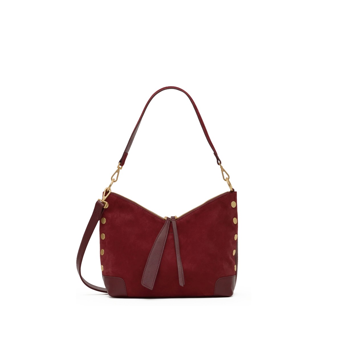 Hammitt Grace Medium Shoulder Bag, Cherrywood Suede and Brushed Yellow Gold Hardware