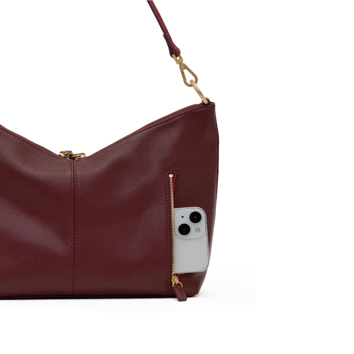 Hammitt Grace Medium Shoulder Bag, Cherrywood Suede and Brushed Yellow Gold Hardware