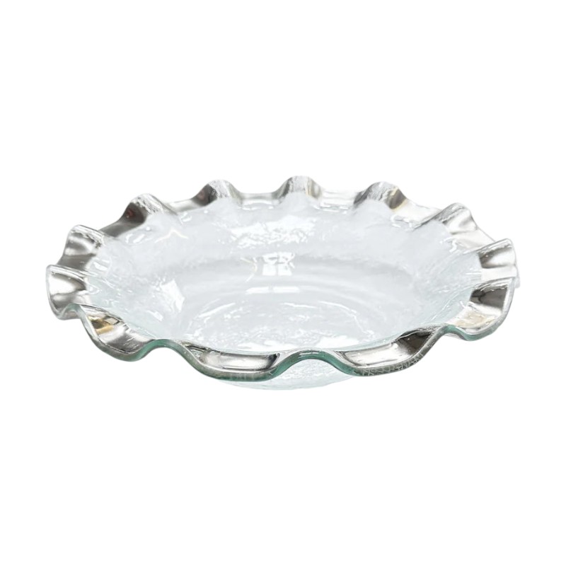 Annieglass Ruffle Platinum Serving Bowl, Medium