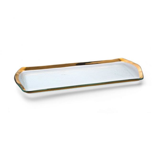 Annieglass Roman Antique Gold Oblong Pastry Tray