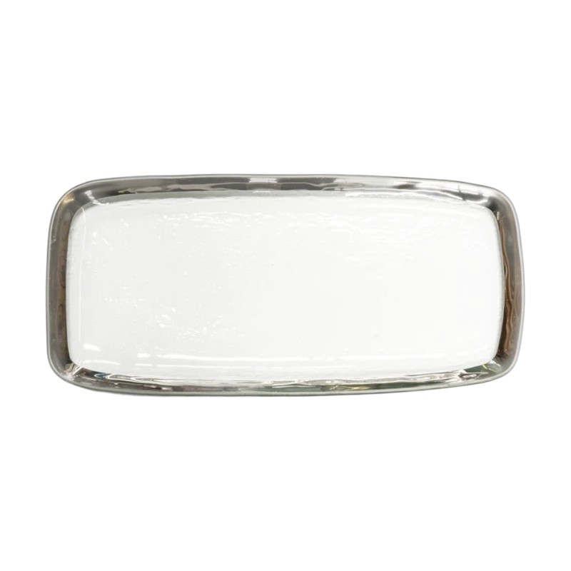 Annieglass Roman Antique Rectangular Tray, Platinum