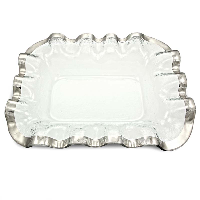 Annieglass Ruffled Bread Basket Platinum