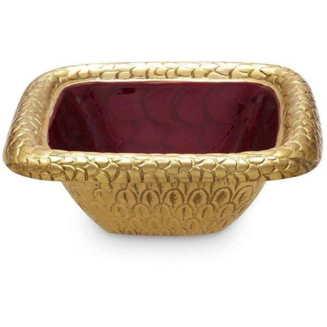 Julia Knight Florentine 6.25" Square Bowl,  Pomegranate