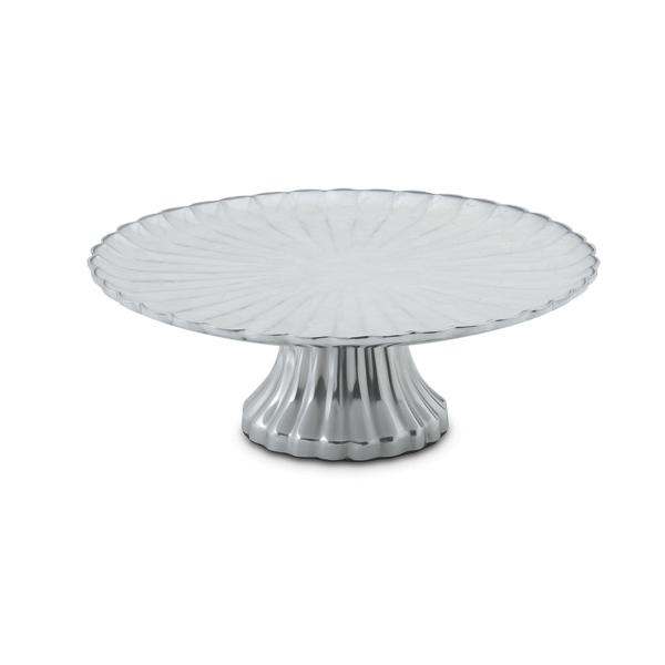 Ciotola Decorativa Julia Knight Peony Pedestal Gala, 53 Cm, Neve, In Alluminio Pressofuso Con Smalto E Madreperla, Per Frutta, Ghiaccio O Centrotavola - 3