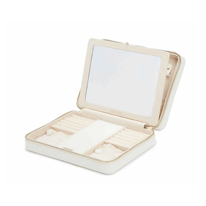 WOLF Maria Large Zip Jewelry Box, White