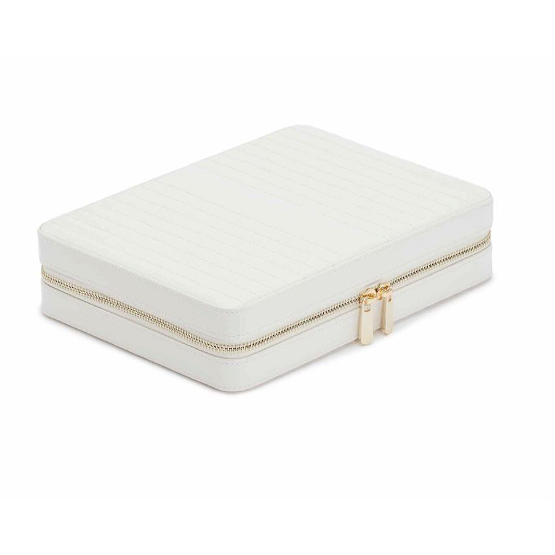 WOLF Maria Large Zip Jewelry Box, White