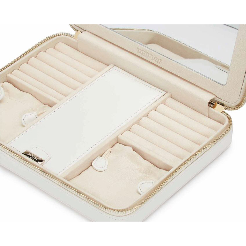 WOLF Maria Large Zip Jewelry Box, White