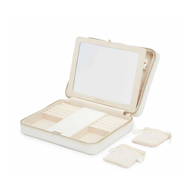 WOLF Maria Large Zip Jewelry Box, White