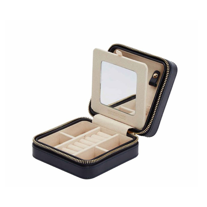 WOLF Maria Square Zip Jewelry Box, Navy