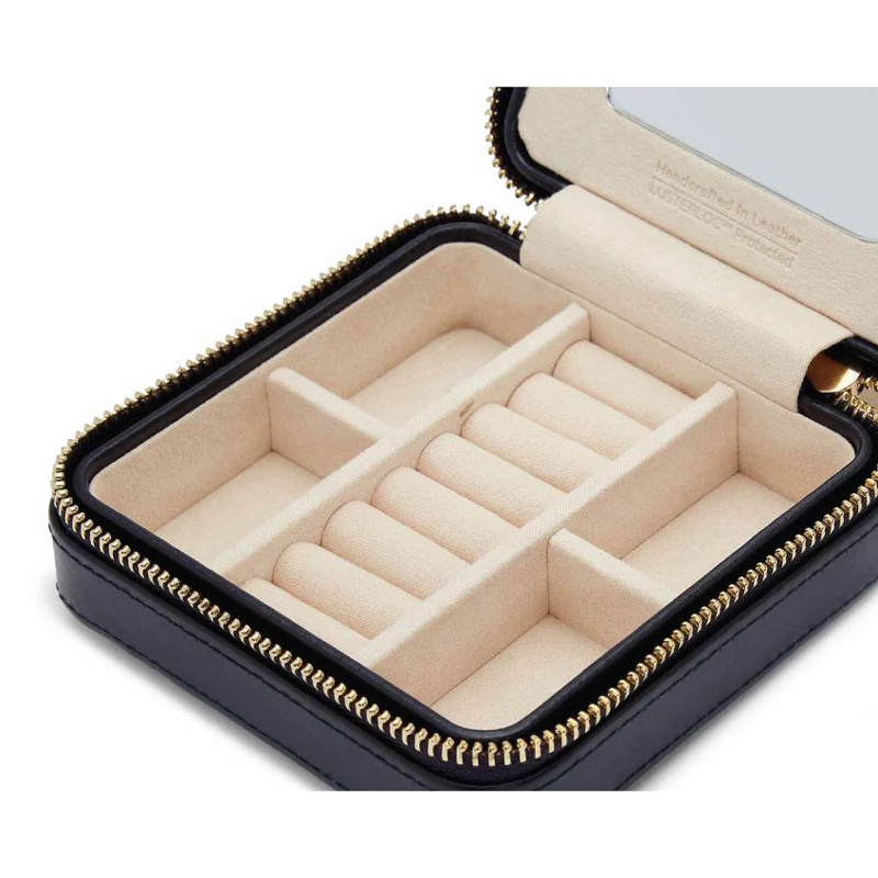 WOLF Maria Square Zip Jewelry Box, Navy