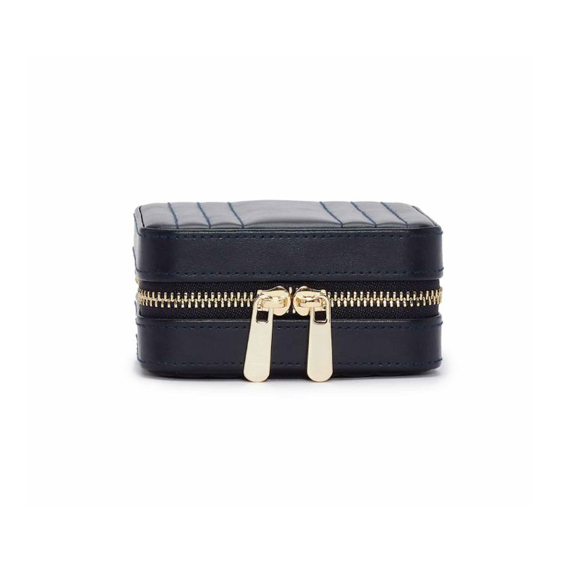 WOLF Maria Square Zip Jewelry Box, Navy
