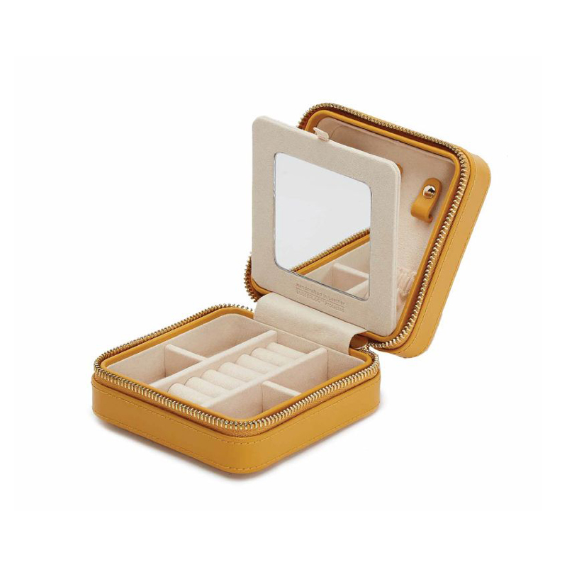 WOLF Maria Square Zip Jewelry Box, Mustard