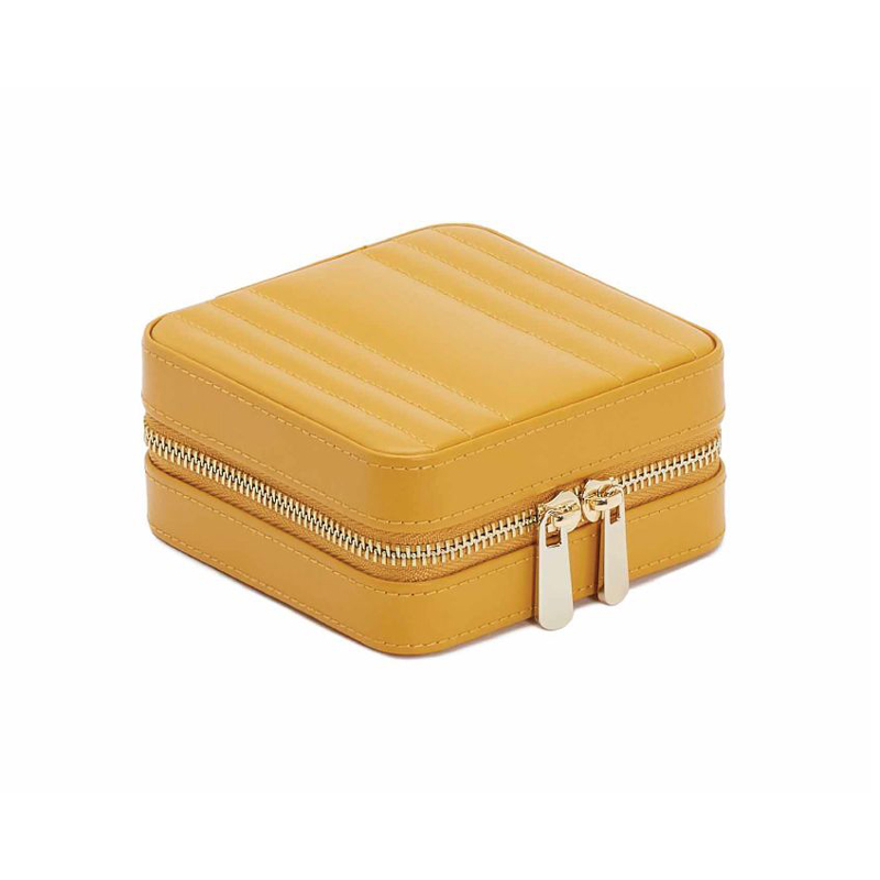 WOLF Maria Square Zip Jewelry Box, Mustard